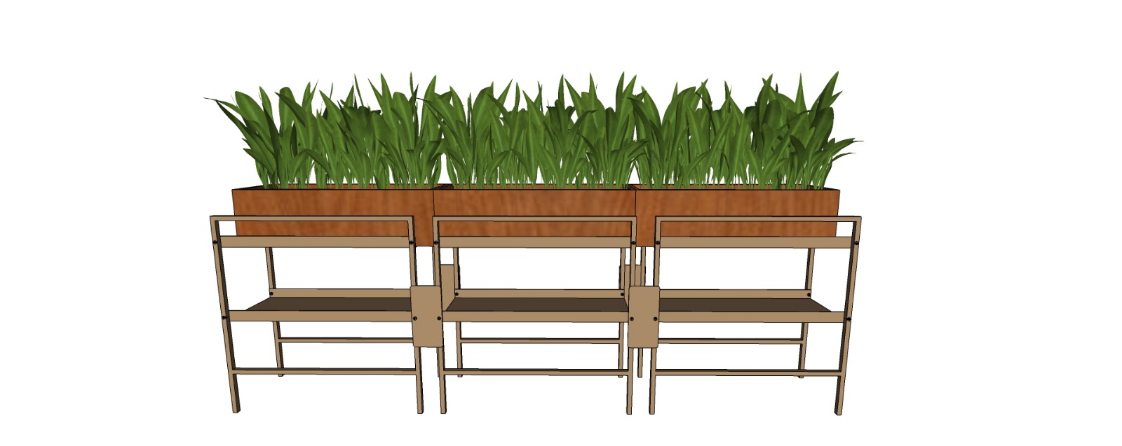Sistema modular R.iver com bancos e jardineiras integradas